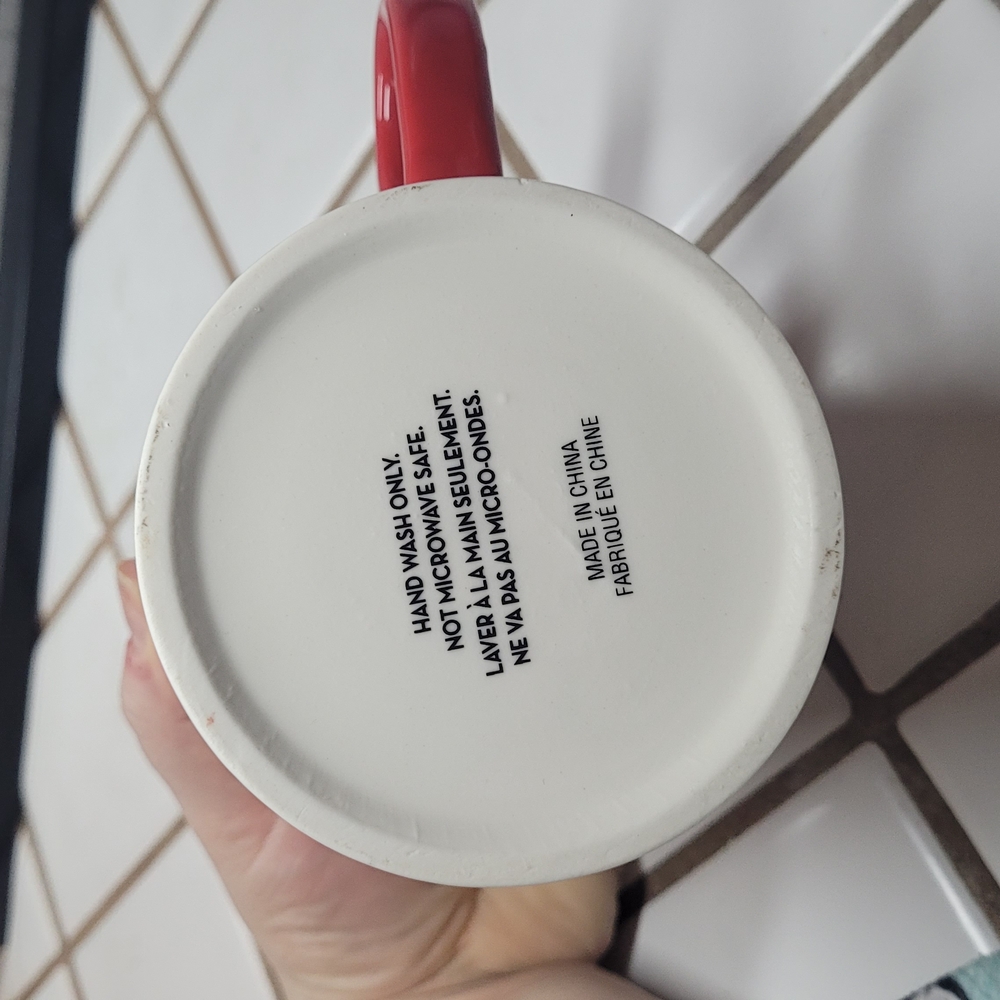 Heart Patterned Mug with Red Handle - Picture 6 of 6